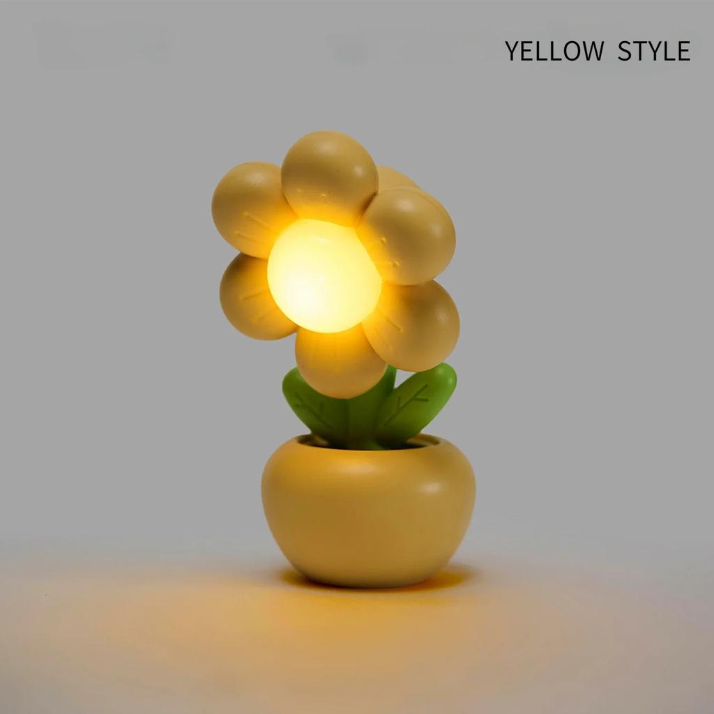 Mini LED Flower Night Light Cute Small Table Lamp Desktop Ornament Bedside Bedroom Ambient Lights Children Toy Kids Holiday Gift