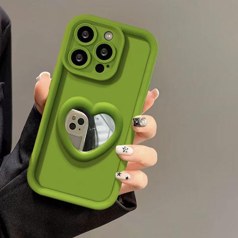 Applicable iPhone17promax Mobile Phone Case 16pro Apple 15pro Love Mirror Holder 151214 Soft Case