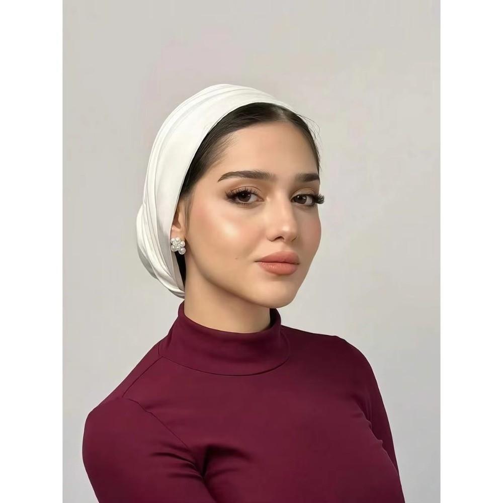 Elasticity Islamic Headscarf Solid Color Headscarf Hat New Pullover Hat All Seasons