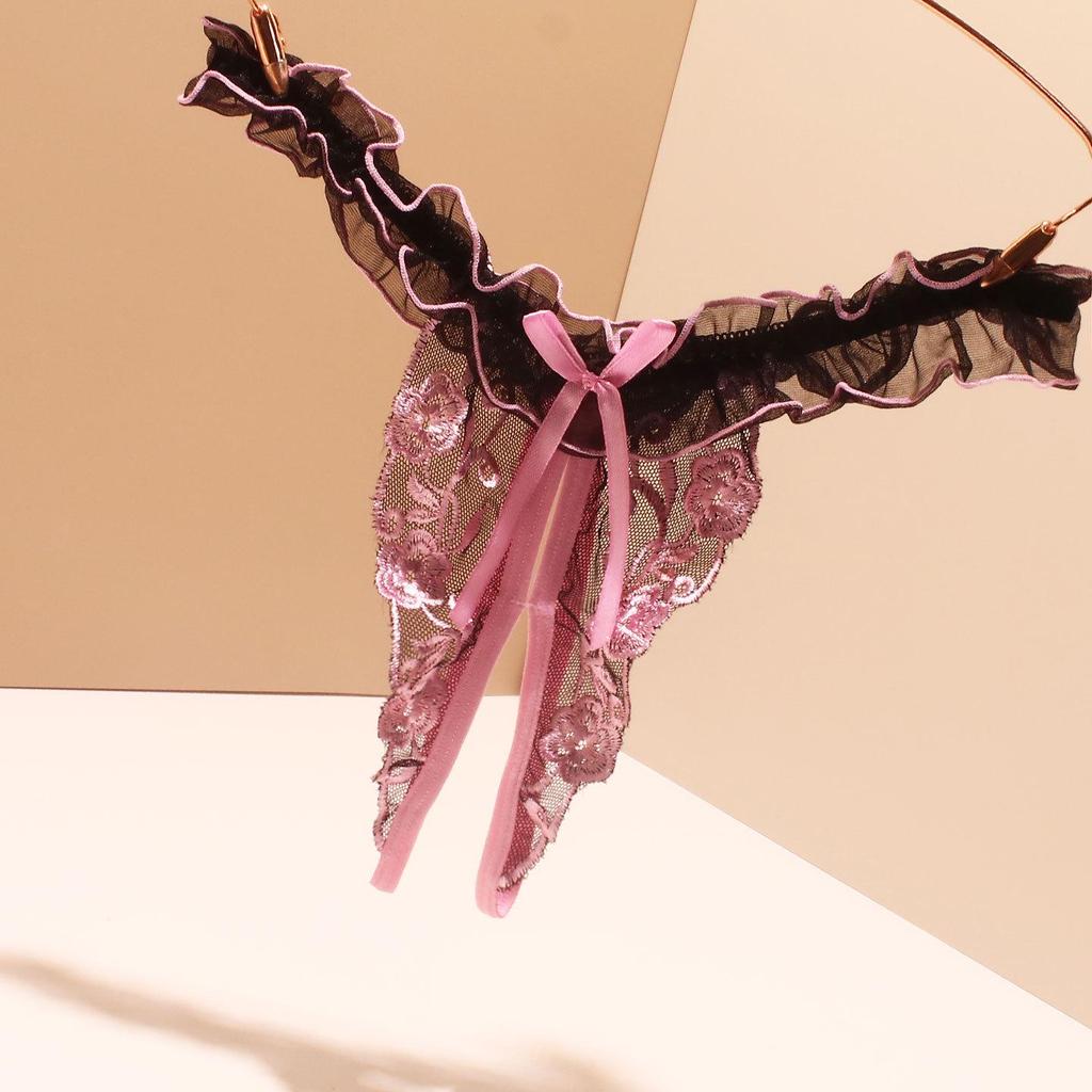 Bestickter Mesh Erotischer Hochzeits-String – Schnellverschluss Flirtender Slip für Flitterwochen-Verführung