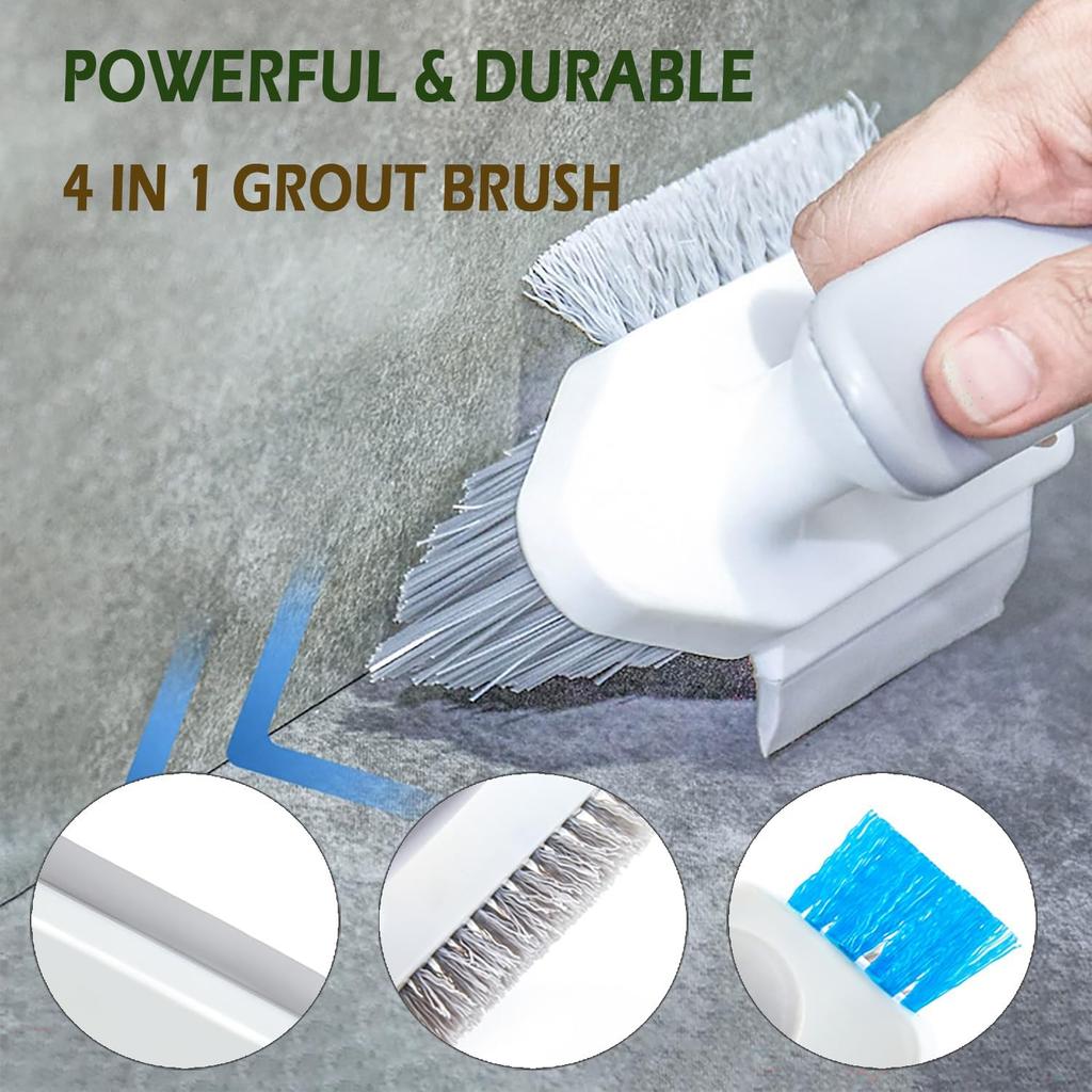 V-Shape Crevice Cleaning Brush, Reaches 90° Corners. 16x4x11cm, White Plastic, for Tiles & Grout