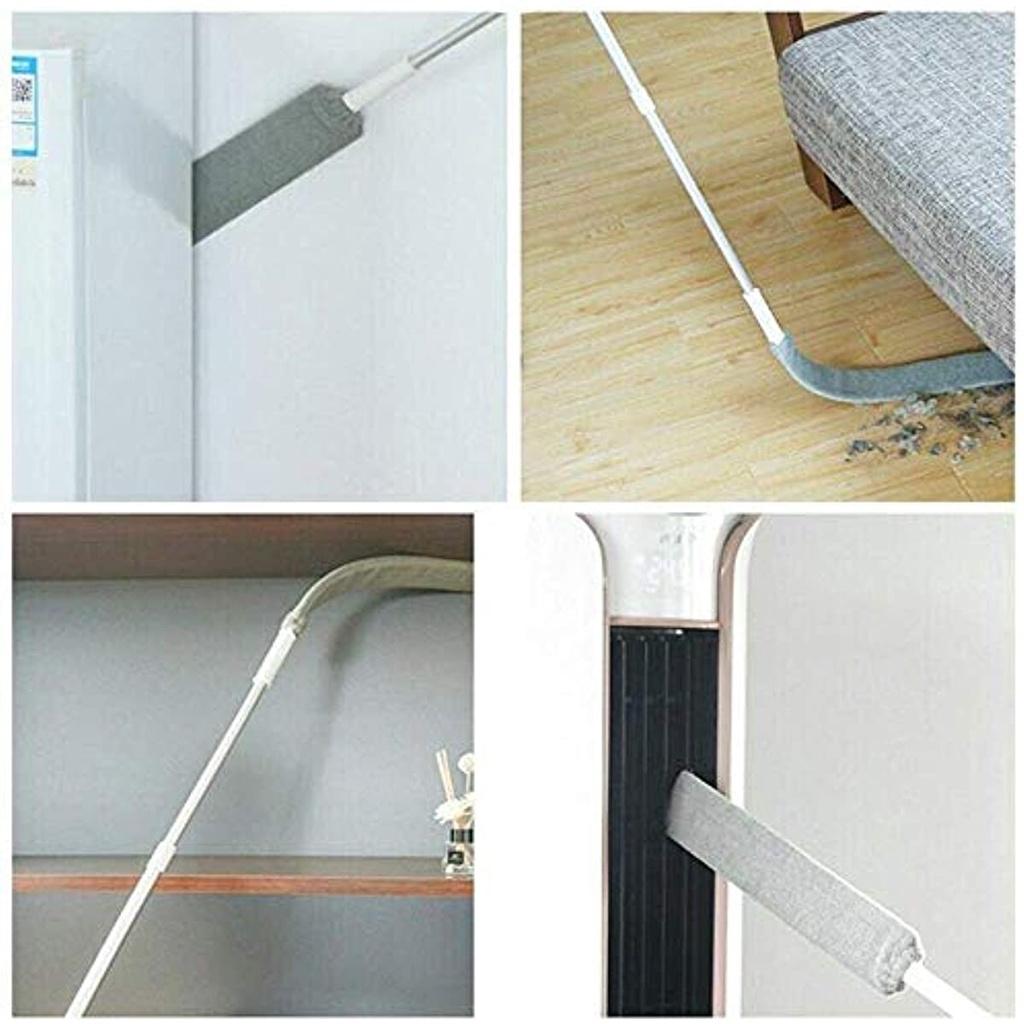 Huifengjie Bettpuderbürste, verstellbarer Mopp mit langem Griff, für die häusliche Staublücke am Sofabettboden, einziehbare Staubentfernungsbürste, Nass- oder Trockengebrauch