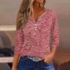 Women's T Shirt Tee Print Button  3/4 SleeveDaily Weekend Fashion Basic V- Neck Regular Top