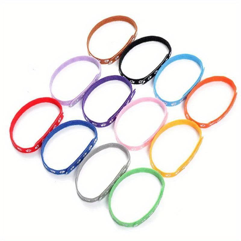 12pcs Pet Classification Collar Puppy Kitten Identification Footprint Collar Newborn Puppy Cat Birth Milk Dog Necklace Pet Supplies