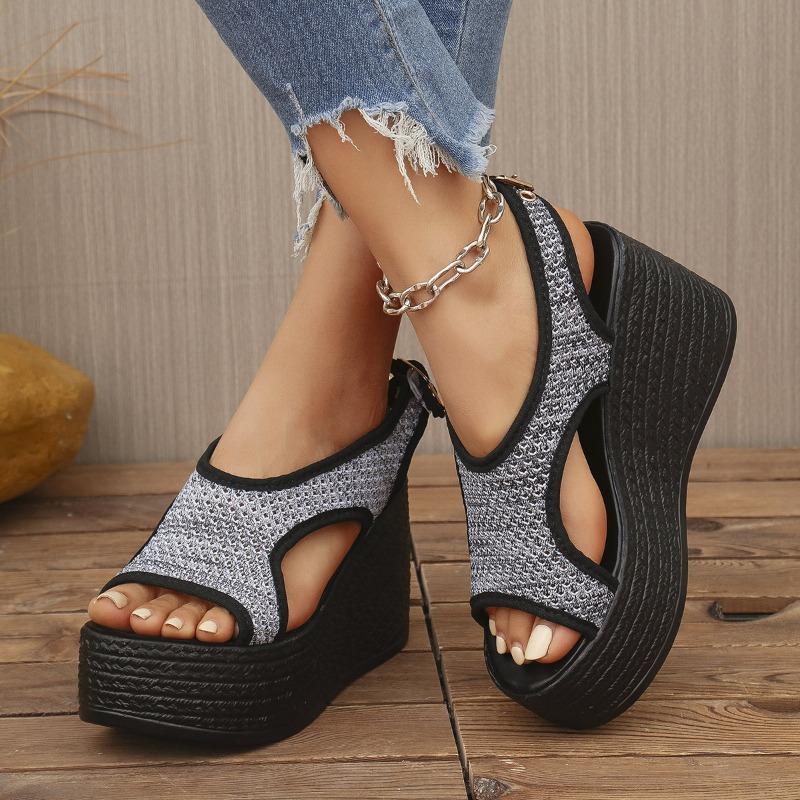 Sandalen Damen Frühling und Sommer Bequem Lässig Netz Damen Schuhe Plateau Keilabsatz Große Größe Sportsandalen