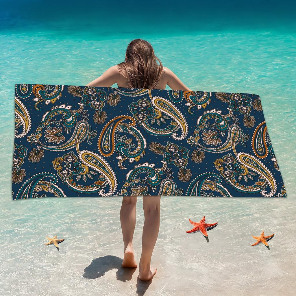 Pink Blue Leopard Animal Print Beach Towel Polyester Quick Drying Sandproof Bath Towel Summer Seaside Travel Outdoor Blanket