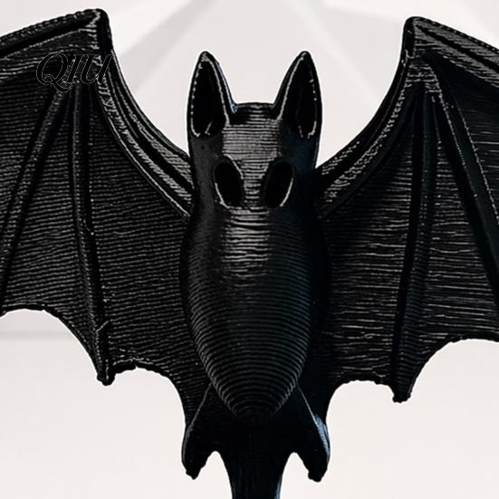 Black Bat Decoration 3D Printed Gothic Statue, Figurine with Stable Round Base, Halloween Themed Ornament Tabletop Decor for Home, Dining Table