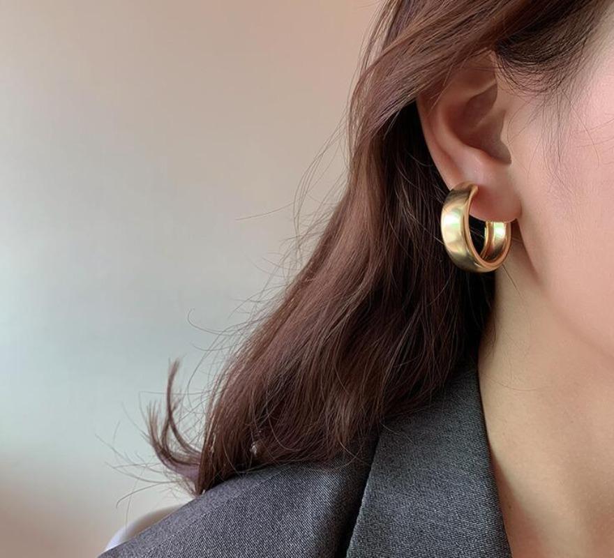 Trendy Simple Silver Color Hoop Earrings For Women Girl Circle Round Minimalist Earrings Party NEW C-shape Jewelry Gifts