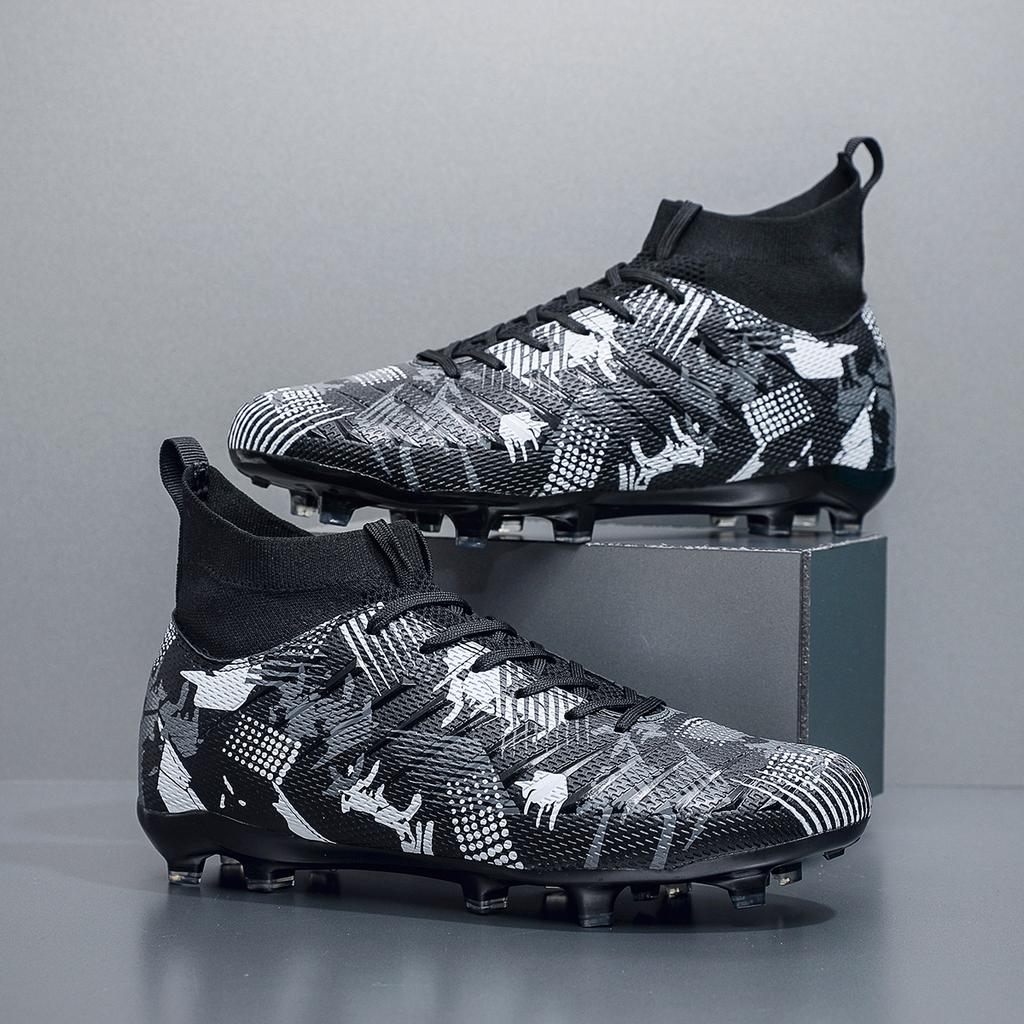 Professional Football Shoes Men Society Unisex Sneaker Sports High Quality TF/FG Long Spikes Soccer Shoes Cleats Football Boots