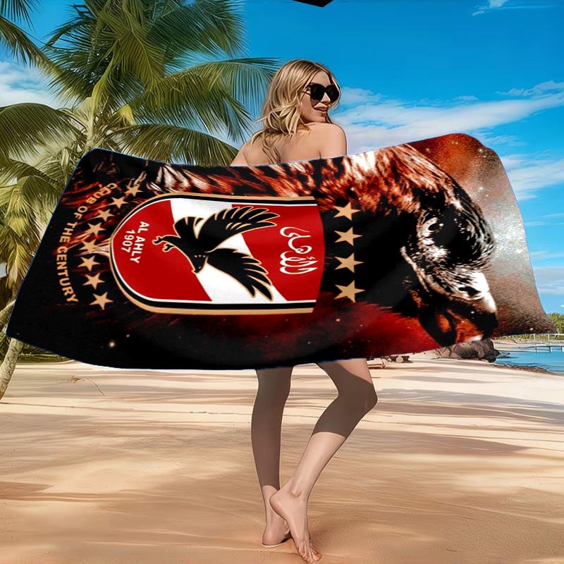 Ahly Football club Printed Microfiber Beach Towel, Soft And Absorbent, Quick-Dry, Ideal for Summer Travel, Beach Essential, Swimming Pool