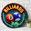D Flat Vintage Billiards D Metal Sign X Cm Round Aluminum Wall Decor with Vibrant Blue Red Cue Balls Green Fel