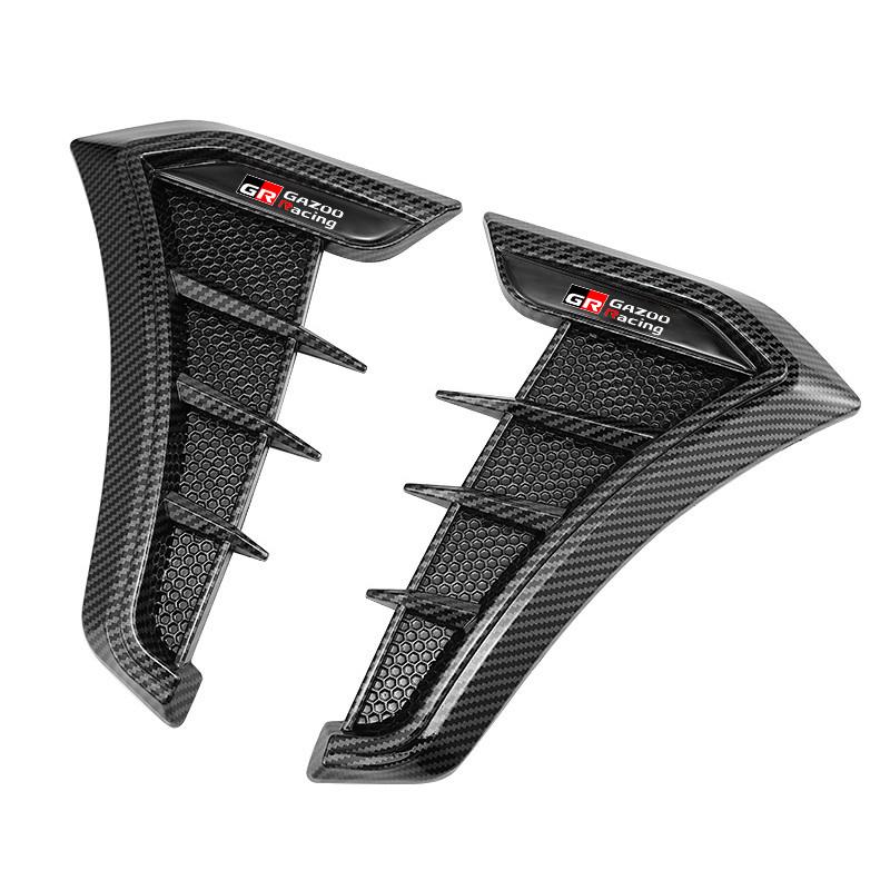 2Pcs Car Carbon Fiber Black Side Leafboard Flank Fender Stickers For Toyota GR Gazoo Racing Supra Corolla Parts Sport 86 Yaris