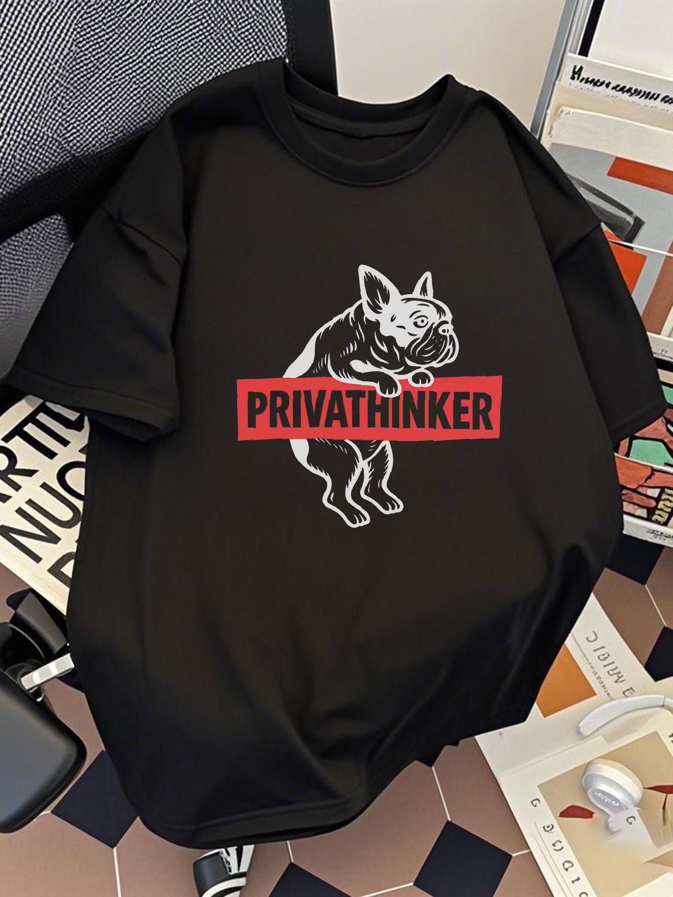 Oversized Cotton T-shirt - Privathinker French Bulldog Print L