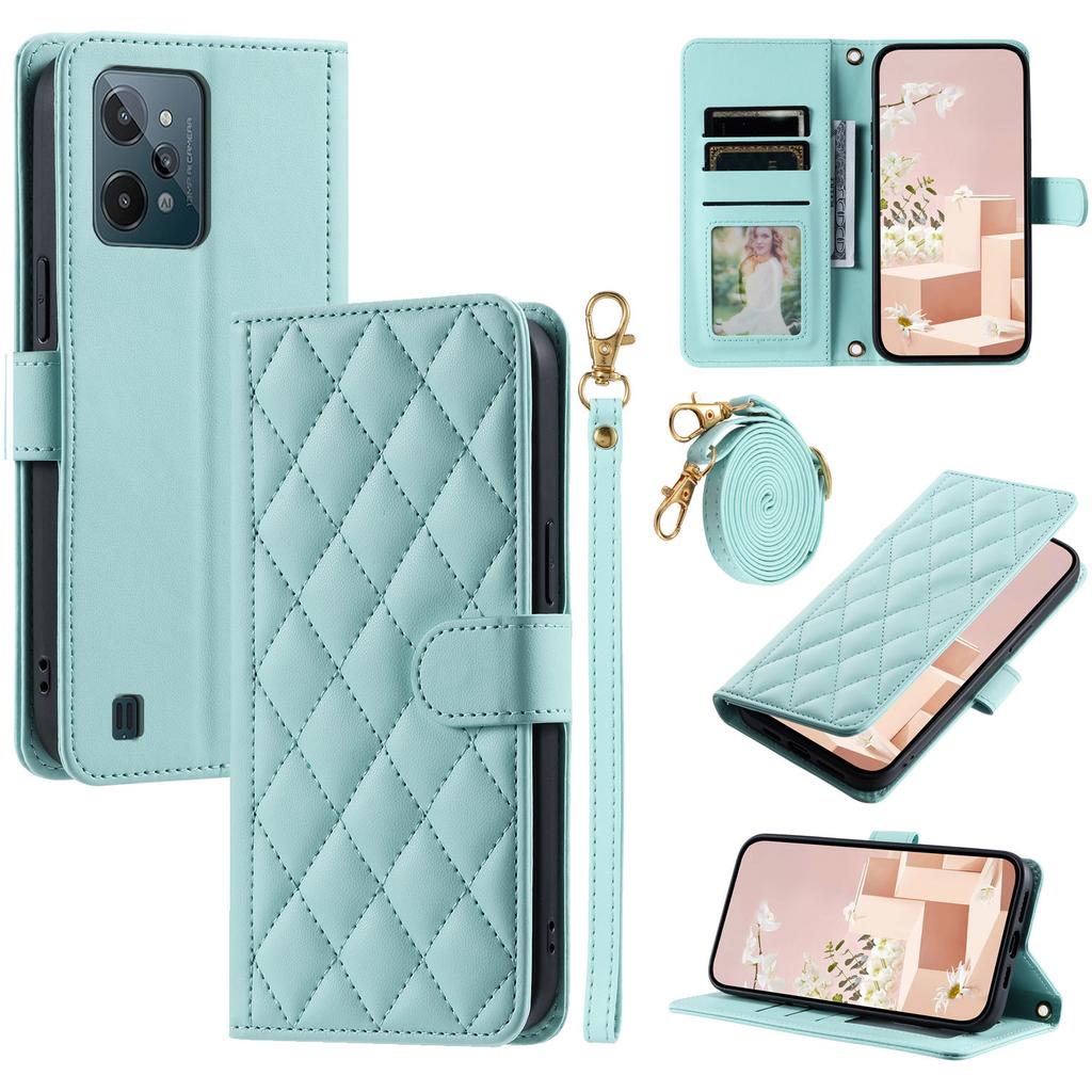 Suitable for Oppo REALME C31 Leather Case A31 Small Fragrant Wind Rhombus Check Card Diagonal Span Handbag A52