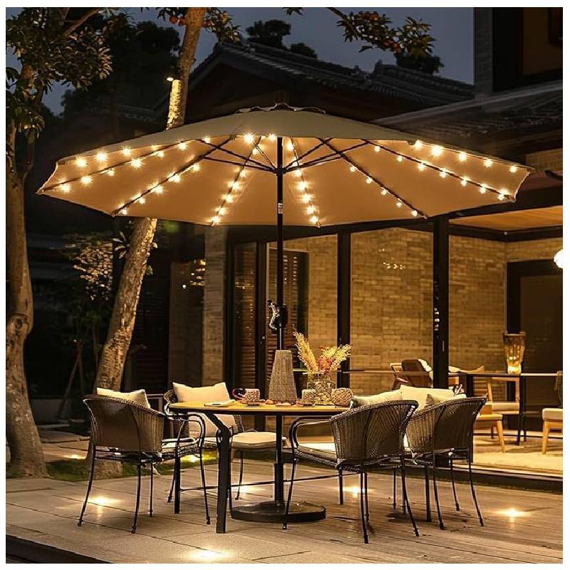 Outdoor Sun Umbrella Light String With Remote Control Waterproof Rgb For Camping Decor