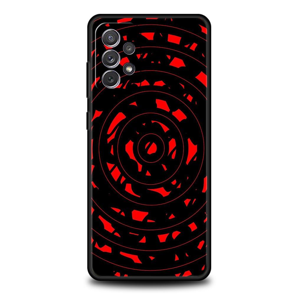 Black Red Ripple Art Phone Case for Samsung Galaxy A55 A35 A17 A07 A15 A13 A25 A51 A71 A72 A73 A32 A52 A52S A41 Soft TPU Shell