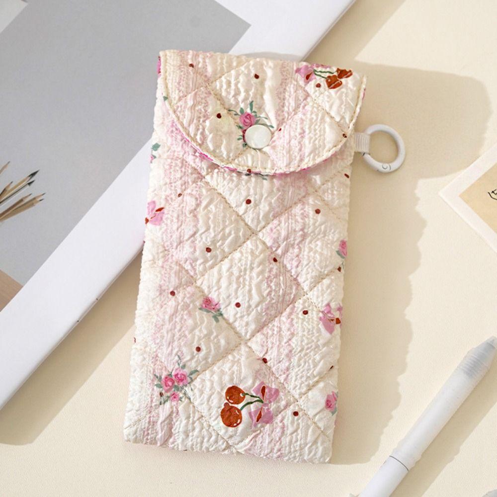 Portable Cloth Printed Glasses Bag Flower Sunglasses Eyeglass Bag Retro Glasses Storage Bag  Female