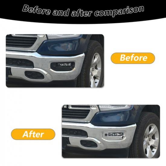 Vordere Nebelscheinwerferabdeckung Lampenverkleidung Rahmen Zubehör für Dodge RAM 1500 2018+Chrom