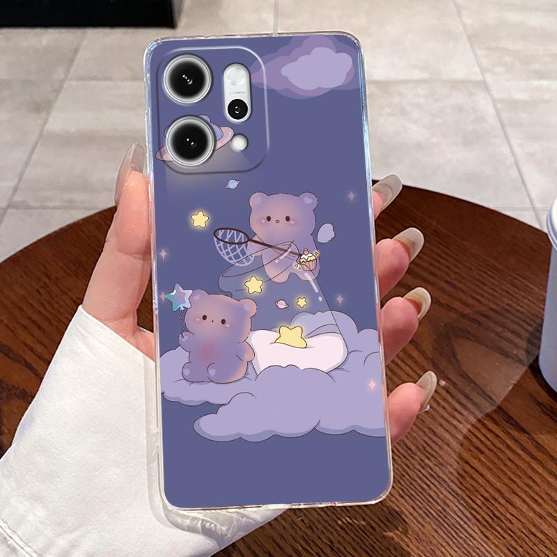 Casing For Oppo Reno14 / Reno 14F / Reno 14 Pro Clear Silicone Jelly Soft TPU Back Cover Cute Rabbit Cat Dinasaur Phone Case