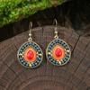 Orecchini Smaltati Colorati Etnici Retrò Bohemien da Donna Boho Fiore Vuoto Geometrico Rotondo Vintage Pendenti Gioielli Regalo