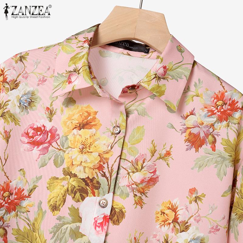 ZANZEA Women Long Sleeve Floral Blouse and Pants Casual Two Piece Suit Sets