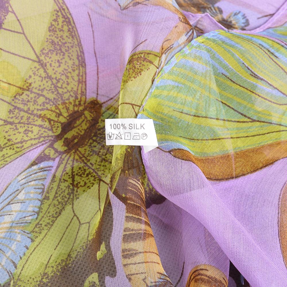 Purple Butterfly Print Chiffon Silk Scarf 160*55cm-Luxury Mulberry Silk Shawl For Women,Lightweight&Soft,Mother's Day Gift