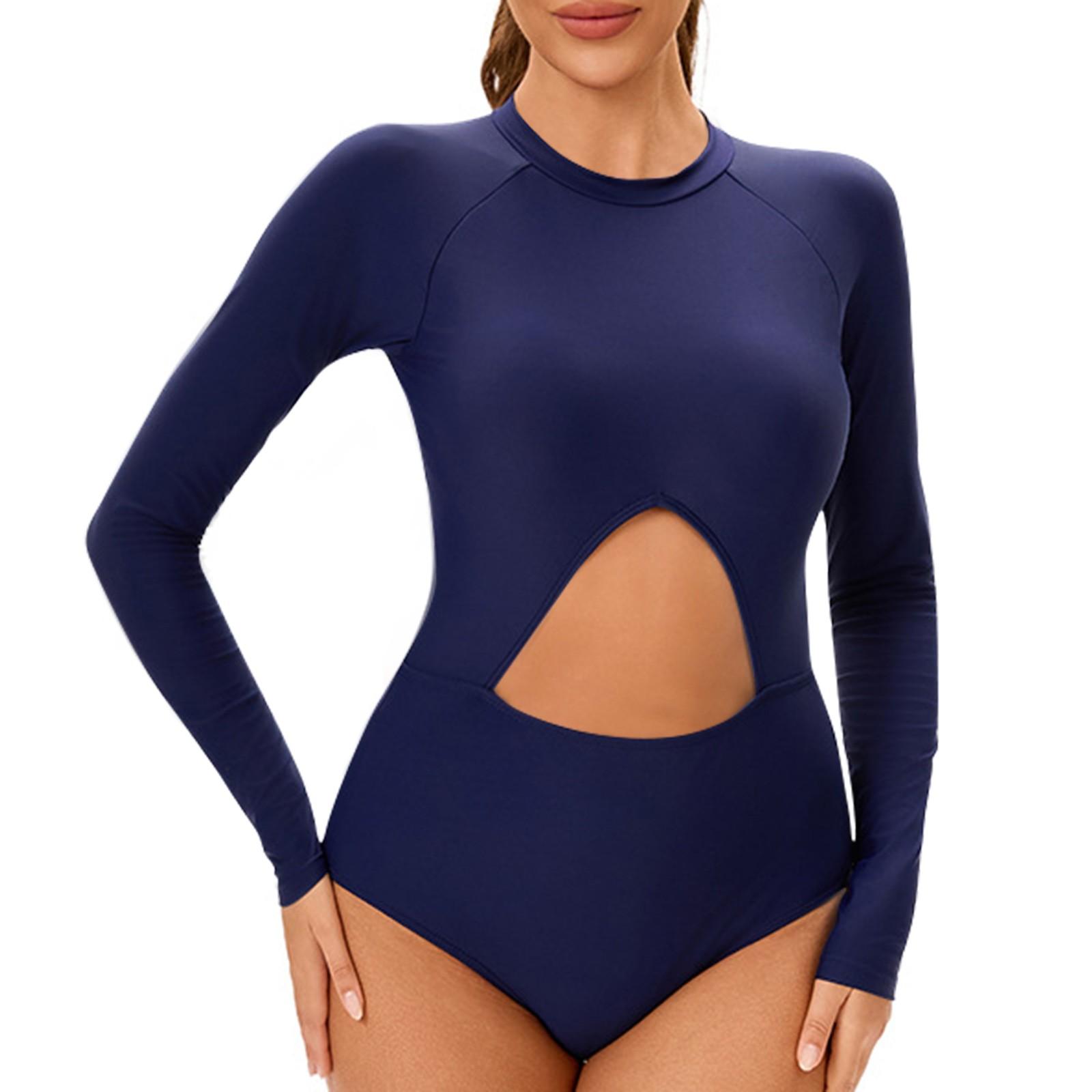 

Женский консервативный цельный сексуальный солнцезащитный гидрокостюм с длинными рукавами и подкладкой для груди S