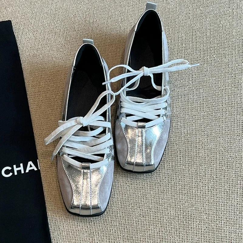 Fashion Women Sneakers Flats Loafers Shoes Casual Designer Sandals Woman Ballet 2025 Summer New Brand Lace Up Walking Mujer Sandalias