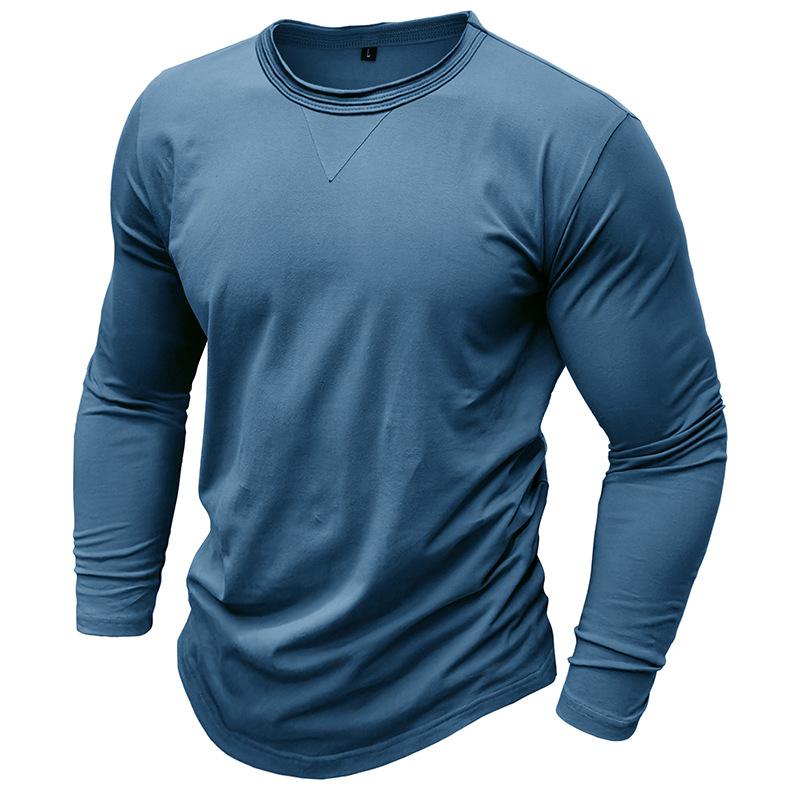 Men's Long Sleeve T-Shirts Soft Stretch Cotton Tees Crew Neck Basic Casual T-Shirt Workout Moisture Wicking Tops Male Athletic Breathable Tee Shirts