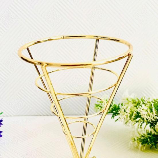 Ice Cream Cone Holders Stainless Steel French Fries Stands Food Cone Display Stand for Individual Waffle Pizza Charcuterie Restaurant Party Supplies