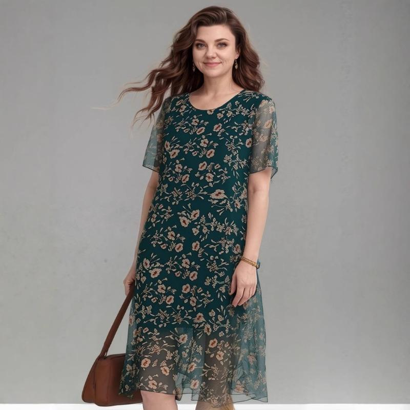 

Plus-size Printed Women s Dress XXXL помаранчевий