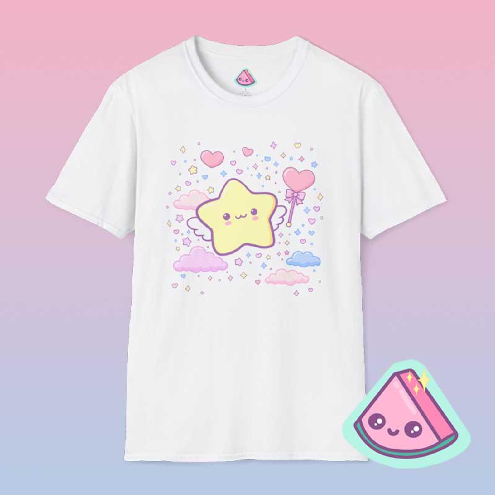 Fairy Kei Star Shirt | Magical Girl Kawaii Tee | Pastel Yume Kawaii T-Shirt | Cute Star Shirt L
