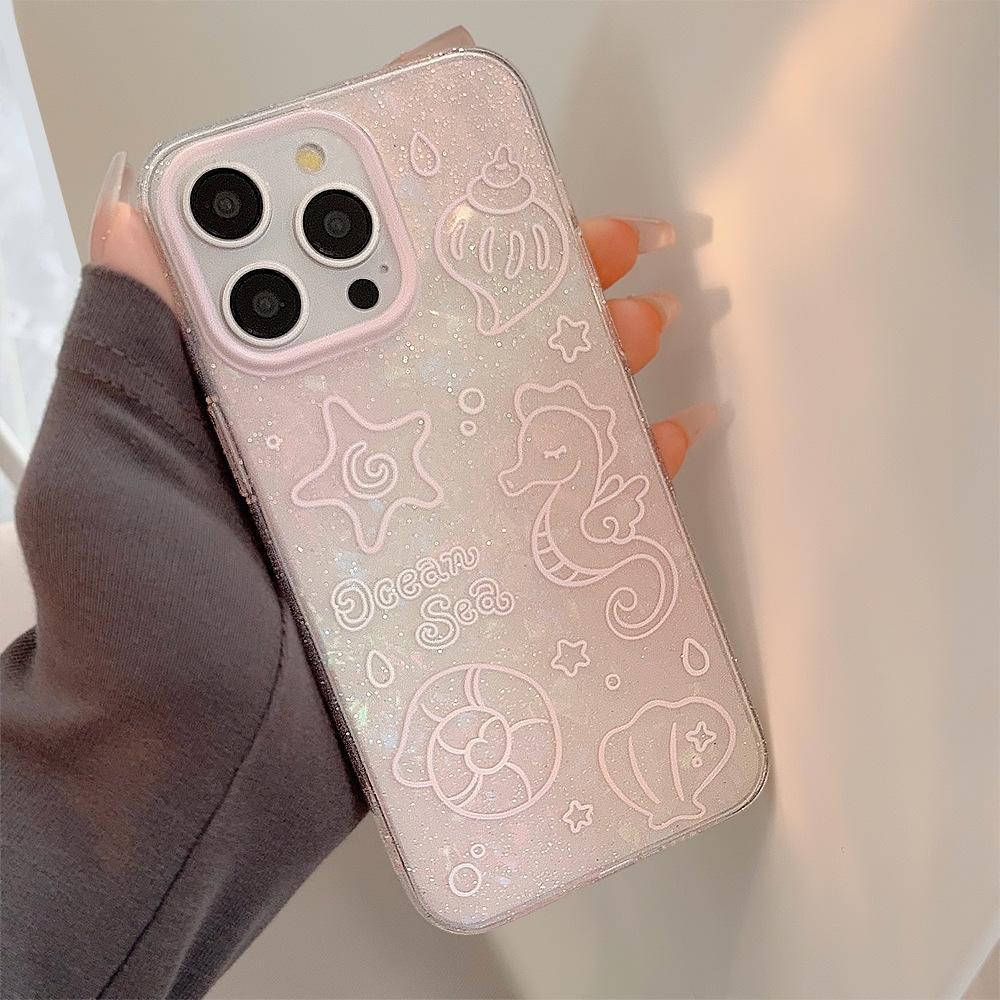Summer Sea Animals for Apple 17 Promax Mobile Phone Case 16 for Iphone 15 Soft 11 Glitter 12 Shell
