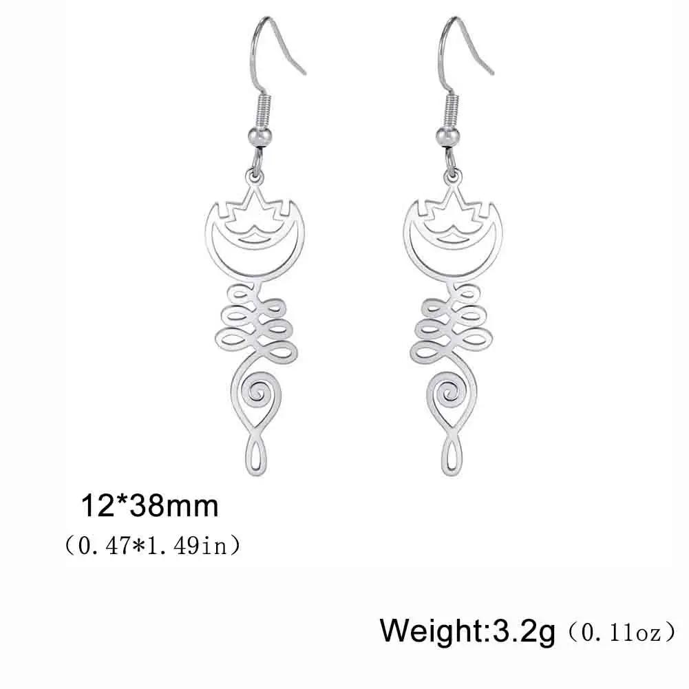 Skyrim Unalome Lotus Flower Dangle Earrings Stainless Steel Yoga Buddhism Pendant Drop Earring Spiritual Jewelry Gift for Women
