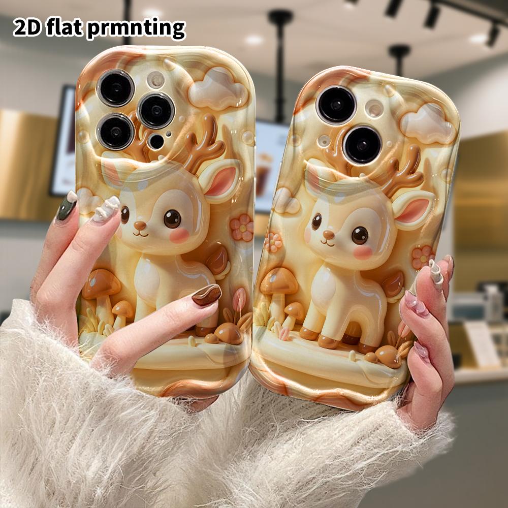 Phone Case: 2D Flat Design, Fits iPhone 18 17 16 15 14 13 Pro, with a Little Deer Toy, Perfect Christmas and Halloween Holiday Gift