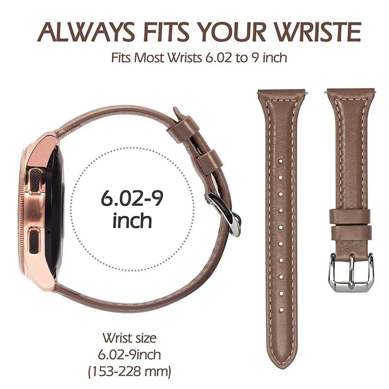 20mm 22mm Straps For Samsung Galaxy Watch 6/5/5 Pro/4 Classic/active 2 Sport Slim Leather Bracelet Huawei Watch GT 4-2-2e-3 Band