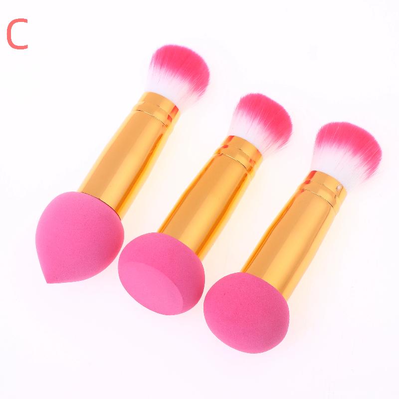 3 Pcs 2 In1 Double-Head Sponge Head Mini Portable Makeup Brush Fluffy Blush Brush Ladies Beauty Tool