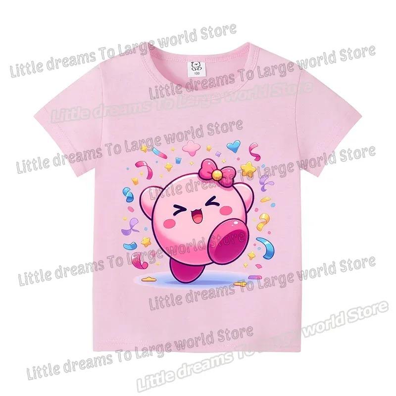 Kirby Tričko s krátkým rukávem Kluci Dívky Topy Oblečení Kreslené Bavlněné Tričko Roztomilé Anime Ležérní Oblečení Tričko Móda Y2K Tričko Dárek