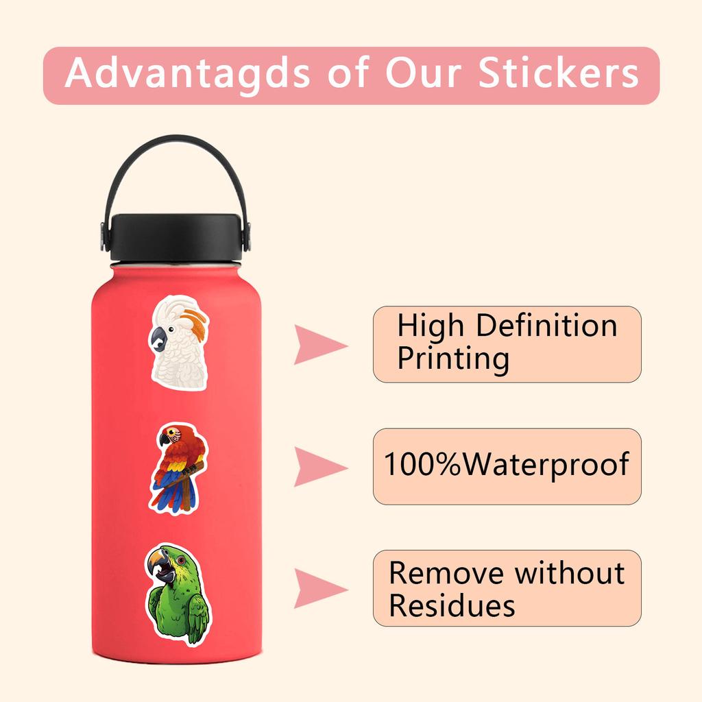 55 Parrot Colorful Parrot Doodle Stickers Decorative Scooter Laptop DIY Stickers