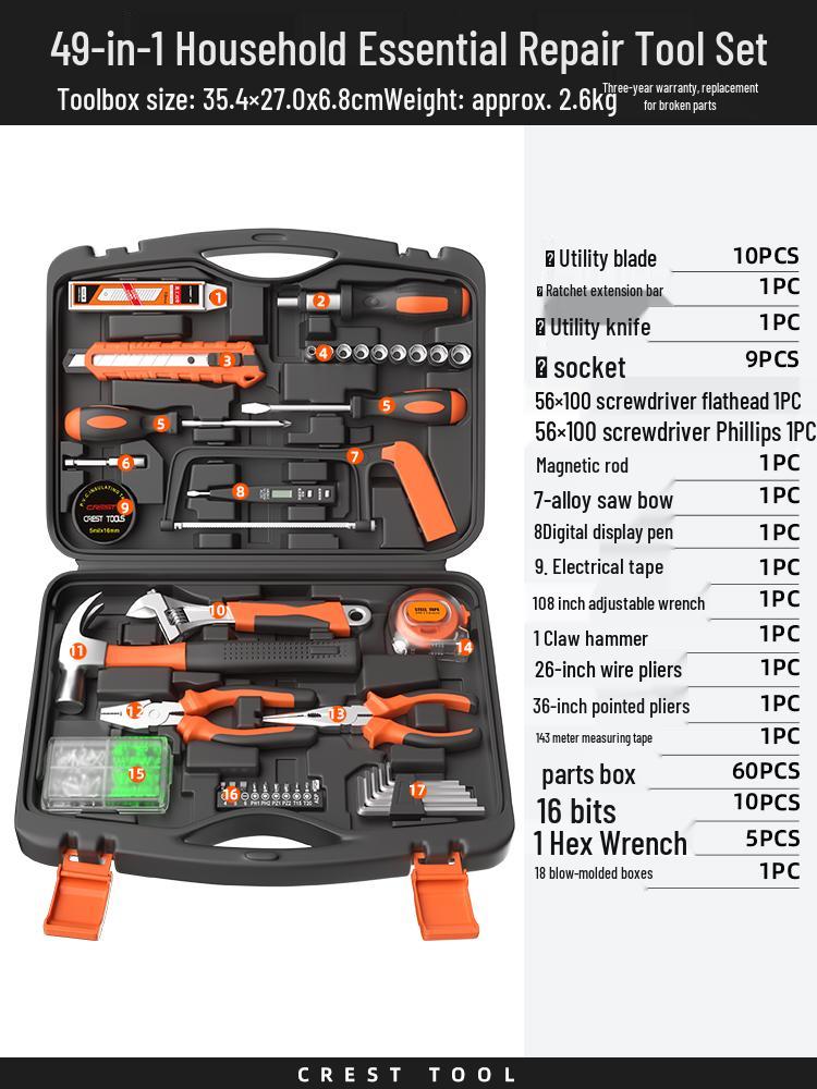 Complete Household Tool Set: Wrenches, Screwdrivers, Pliers, and More