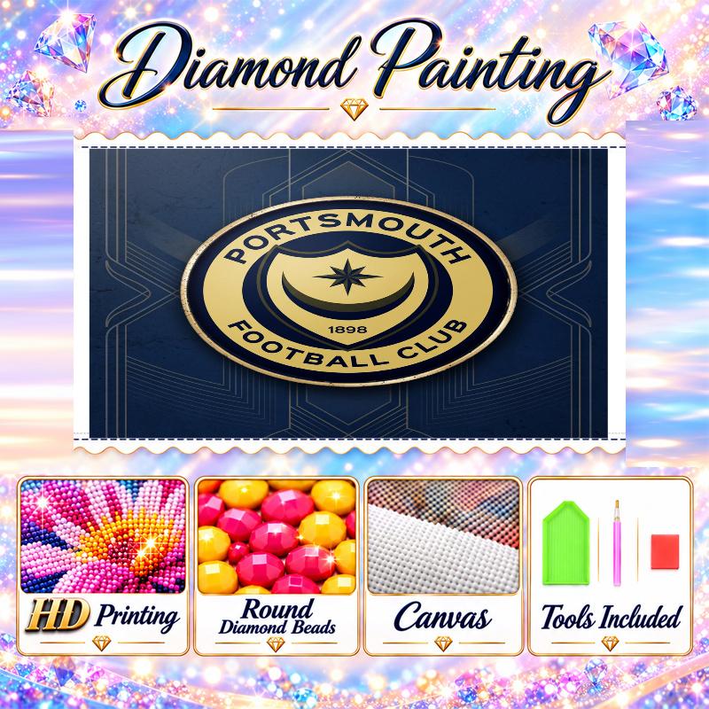 Portsmouth FC Diamond Painting Kit 5D Full Drill DIY Diamond Mosaic Wall Art Home Decor