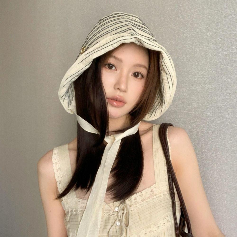 Solid Color Summer Sun Hat Wide Brim Bucket Hat Casual Sunshade Hat  Summer