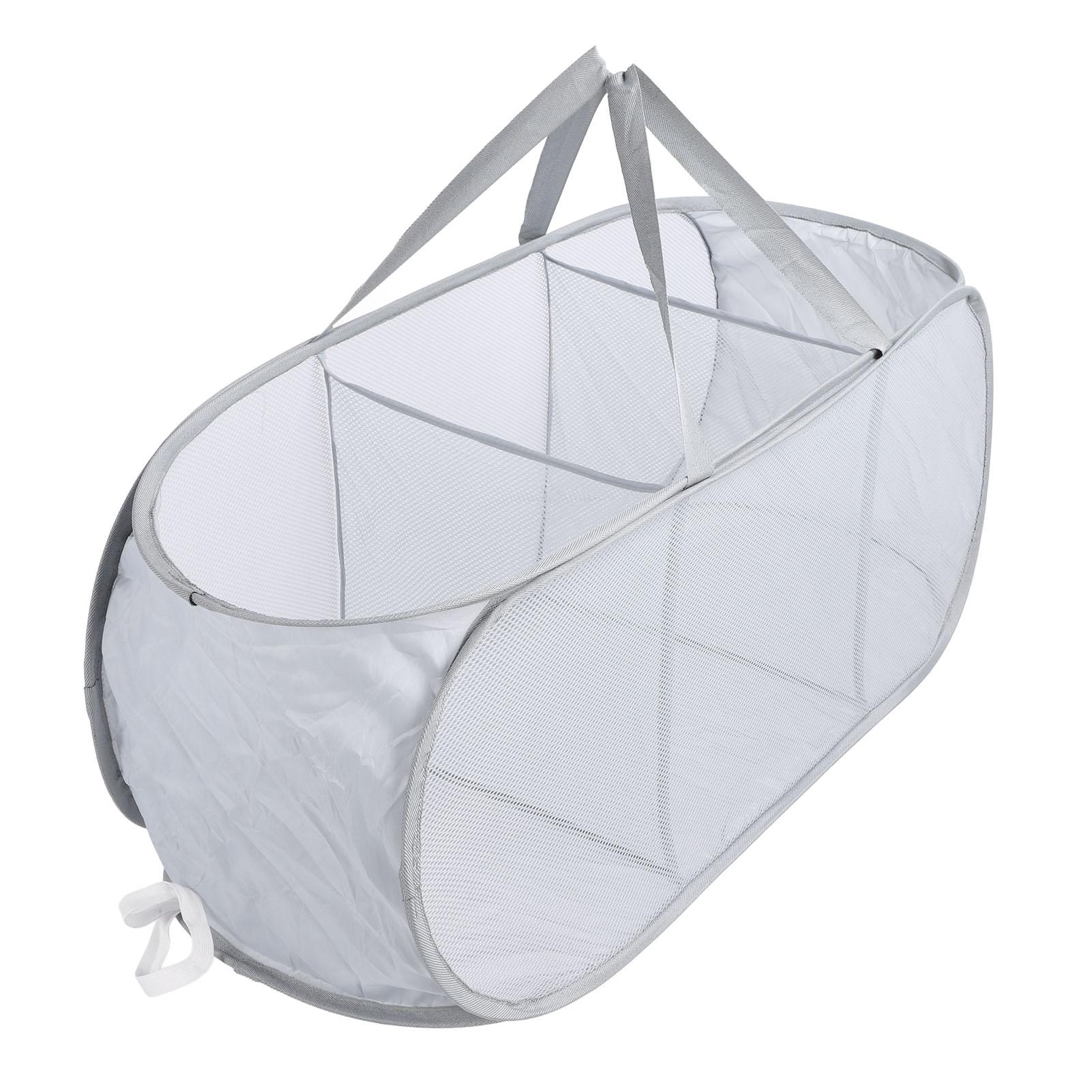 Foldable Laundry Basket Mesh Oxford Cloth 3 Section   Up Laundry Hamper Clothes Basket for Bathroom Dorm Travel