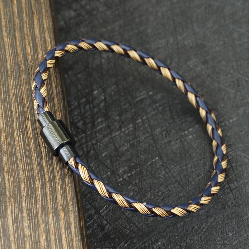 

Noter New Men Leather Bracelet Stainless Steel Magnetic Buckle Punk Braslet Cuir Homme Handmade Vintage Jewelry Gift For Him 21.5cm