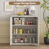 31 Sideboard Cabinet with Storage Fluted Accent Cabinet with Adjustable Shelves Modern Wood Credenza Cabinets with Pop-up Doors