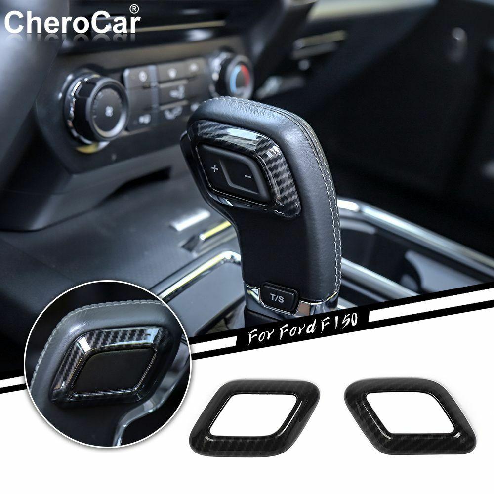 For F-150 Gear Shift Knob Trim Cover Carbon Fiber Decor for Ford F150 2015-