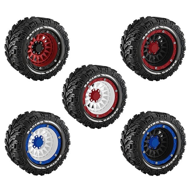 4pcs 90mm Rubber Tires Wheels for MJX 16207/16208 HBX 16889 SCY 16101/16102 Traxxas 1/16 Summit E-Revo ARRMA Mini Kraton