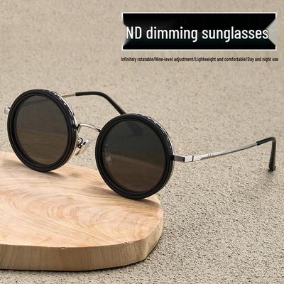 Adjustable Polarized Sunglasses: Unisex Punk Style, Lightweight Round Frame, ND9-Level Rotating Light Reduction