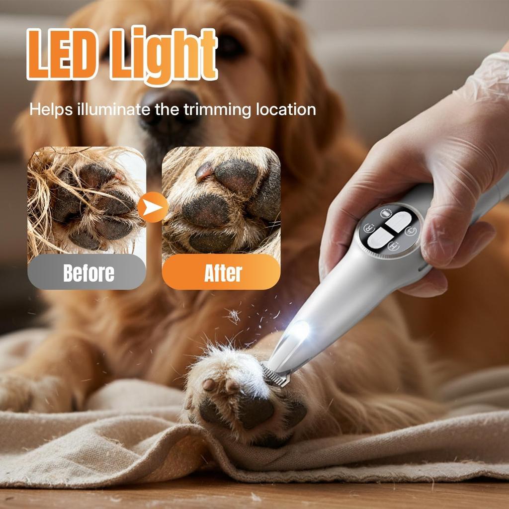 Multifunktionaler wiederaufladbarer Haarschneider für Haustiere, Haare, Nägel mit LED-Licht für Augen, Ohren, Gesicht, Gesäß für große/kleine Hunde und Katzen