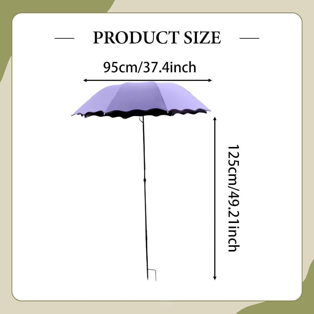 Multipurpose Sun Shade Umbrella with Ground Stake, UV Protection Rainproof Canopy for Plants, Outdoor Sports, Beach, Fishing, Travel - 37.4" X 49.2"
